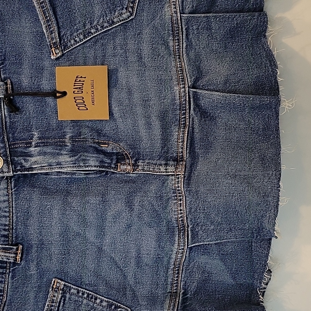 Coco Gauff x American Eagle High Rise Stretch Mini Denim Skirt Size 8/29W NWT - Picture 7 of 12